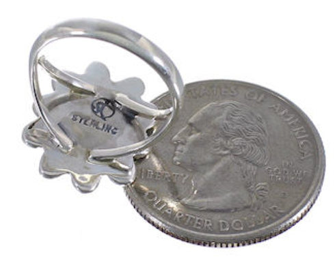 Authentic Sterling Silver Flower Turquoise Ring Size 5-1/4 VX37269